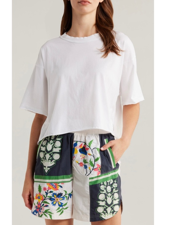 FREE PEOPLE Tops - FREE PEOPLE Inspire Boxy Cropped Oversized Short Sleeve White Tee Shirt Size XL